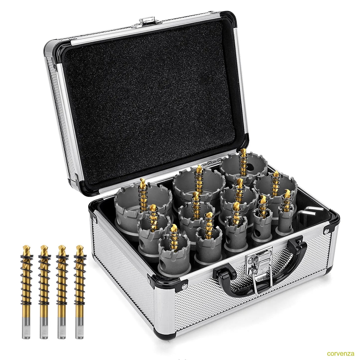 Carbide Hole Saw Kit for Metal TCT 5/8"-2-1/4" Inch Hole Cutter Set