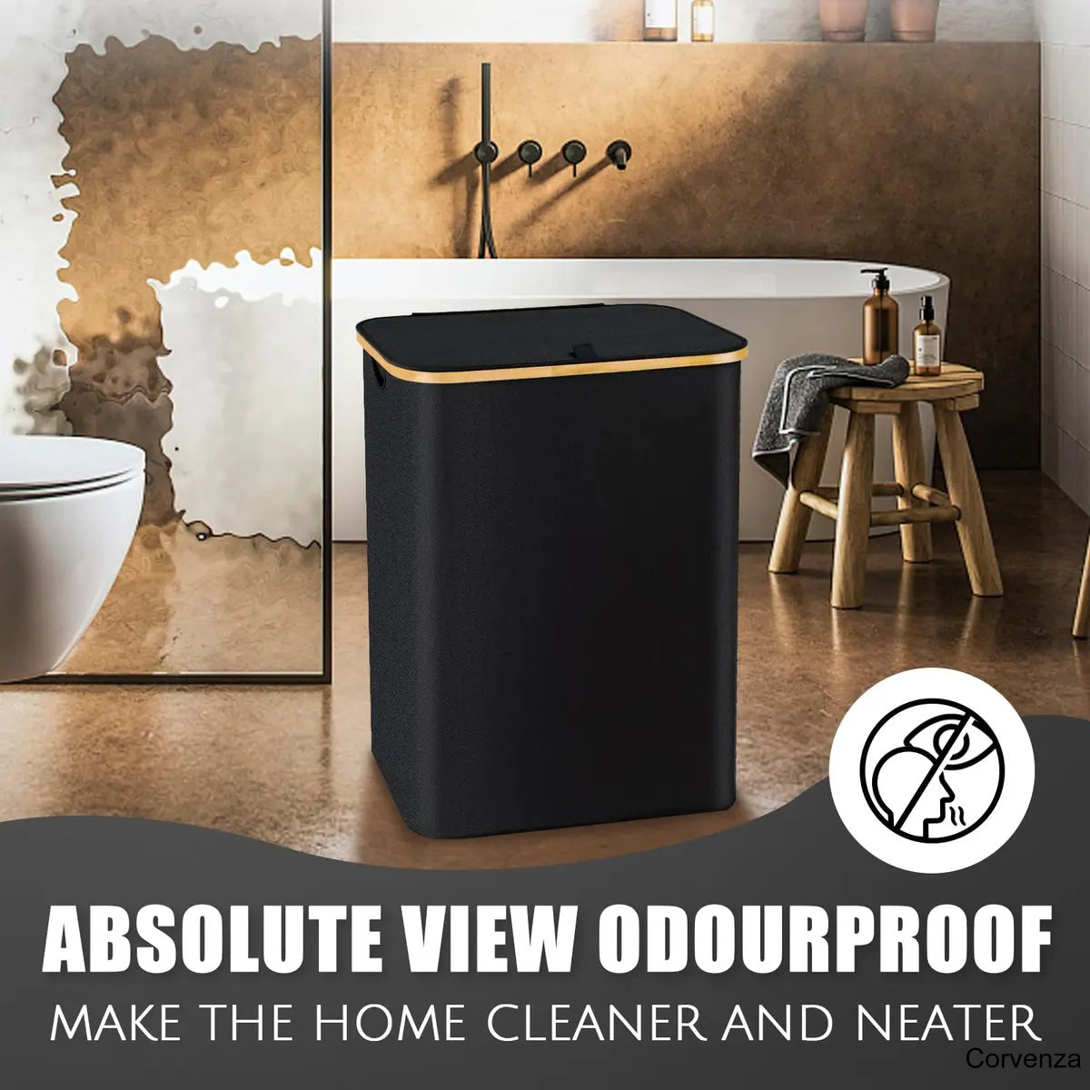 160L Large Laundry Hamper with Lid & 3 Compartments
