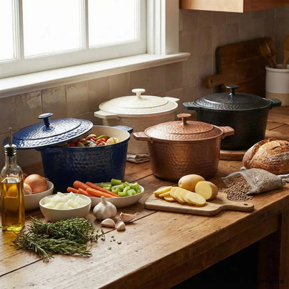 5QT Ceramic Dutch Oven Pot for Bread Baking & Cooking
