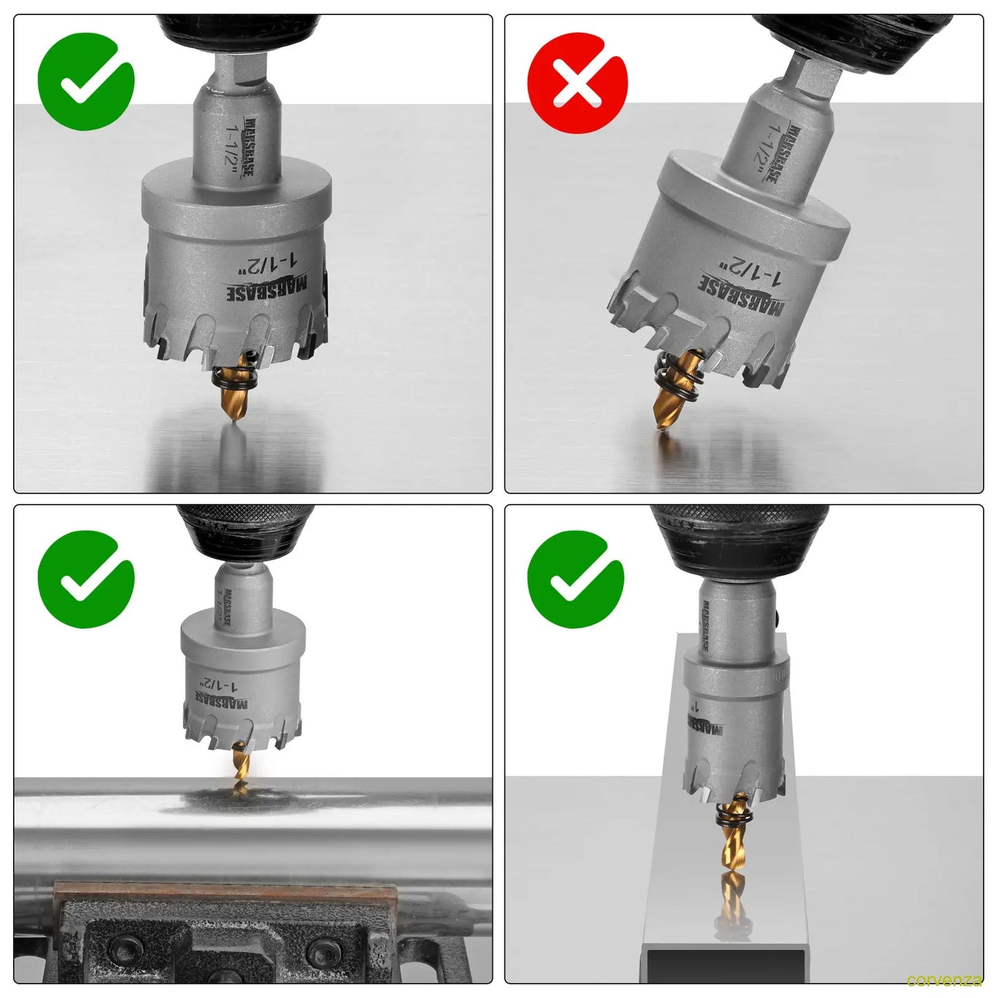 Carbide Hole Saw Kit for Metal TCT 5/8"-2-1/4" Inch Hole Cutter Set