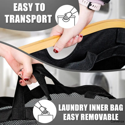 160L Large Laundry Hamper with Lid & 3 Compartments