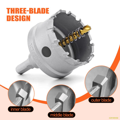 Carbide Hole Saw Kit for Metal TCT 5/8"-2-1/4" Inch Hole Cutter Set