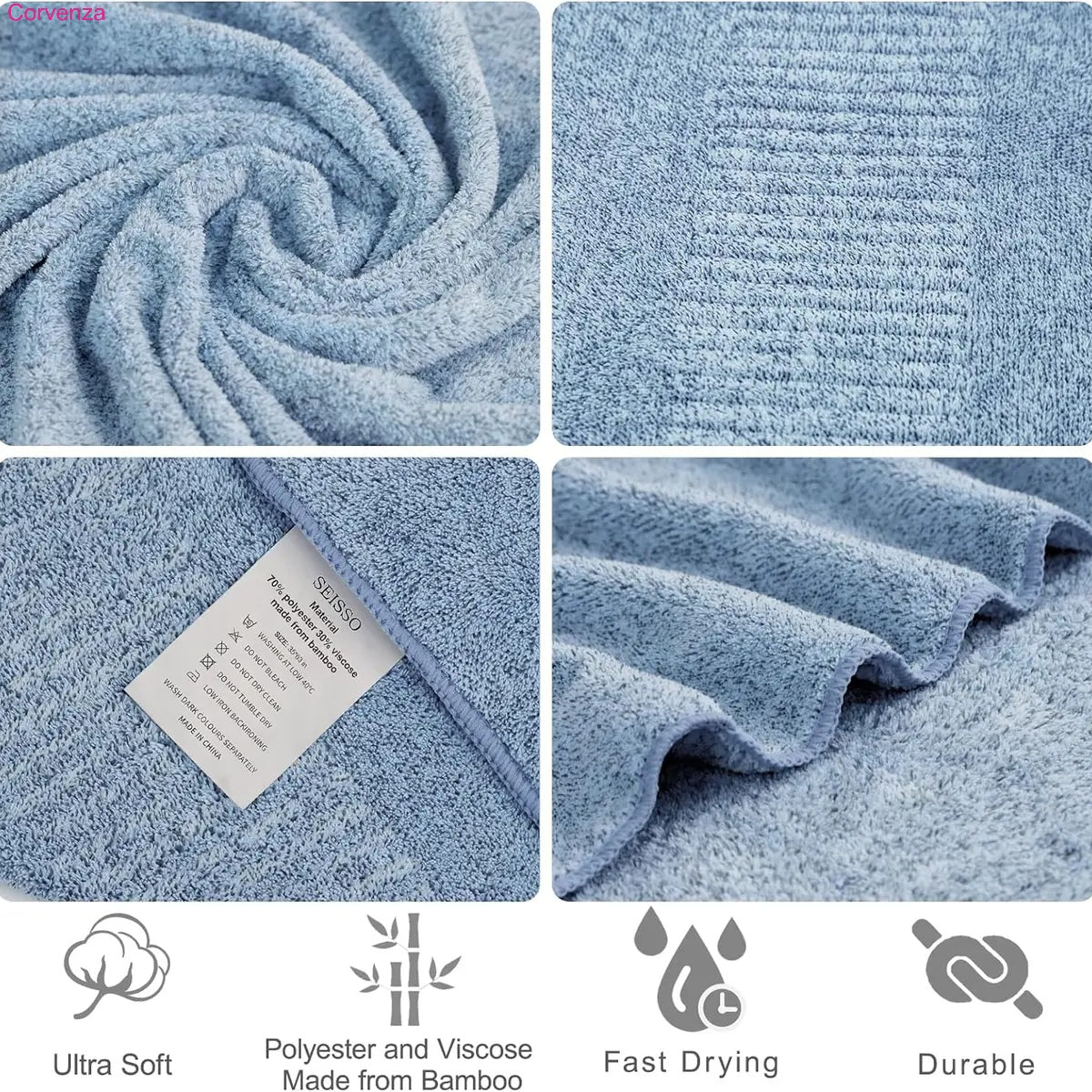 Large Super Absorbent Bath Towels – Quick Dry & Soft, 2 or 4 Pack