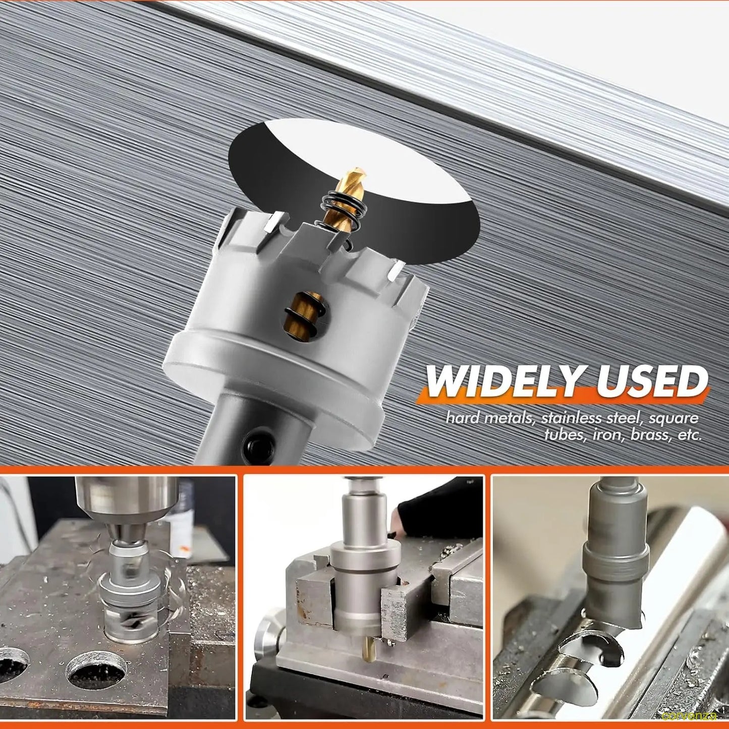 Carbide Hole Saw Kit for Metal TCT 5/8"-2-1/4" Inch Hole Cutter Set